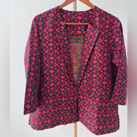 100% Silk Multicolor Blazer / Light Jacket – Size Medium - Picture 5 of 11
